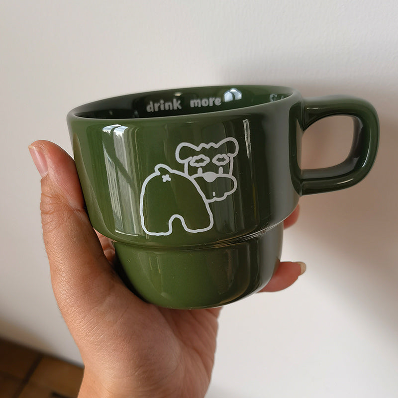 Tri Color Stacked Puppy Coffee Cup