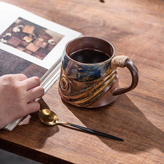 Vintage Spiral Hemp Rope Creative Porcelain Cup
