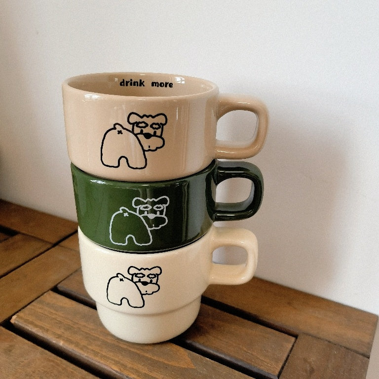 Tri Color Stacked Puppy Coffee Cup
