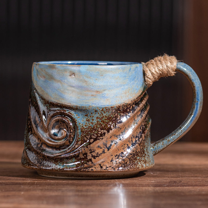 Vintage Spiral Hemp Rope Creative Porcelain Cup