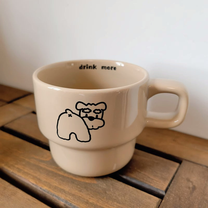 Tri Color Stacked Puppy Coffee Cup