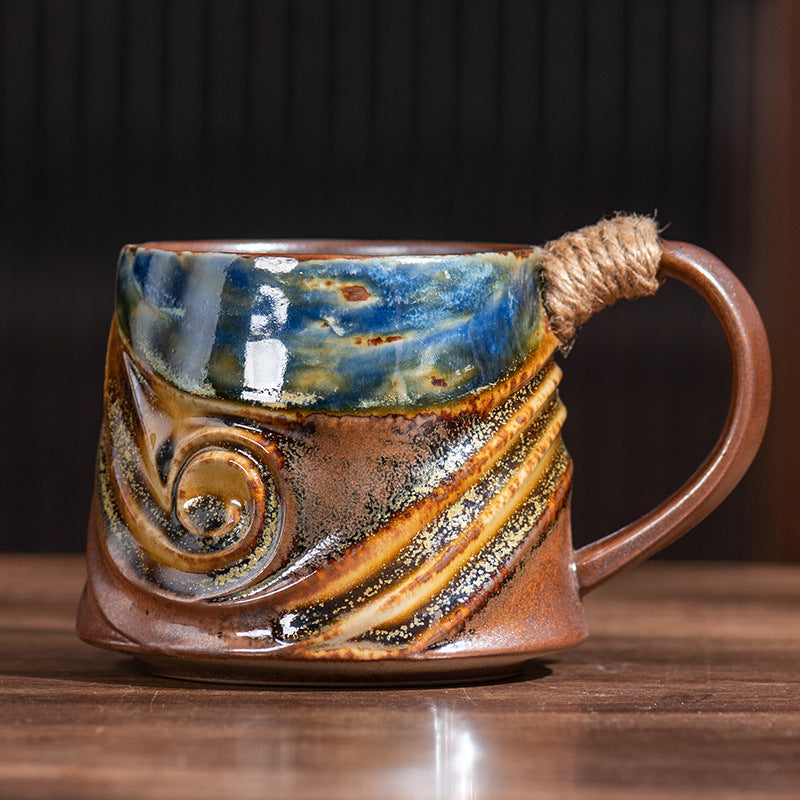 Vintage Spiral Hemp Rope Creative Porcelain Cup